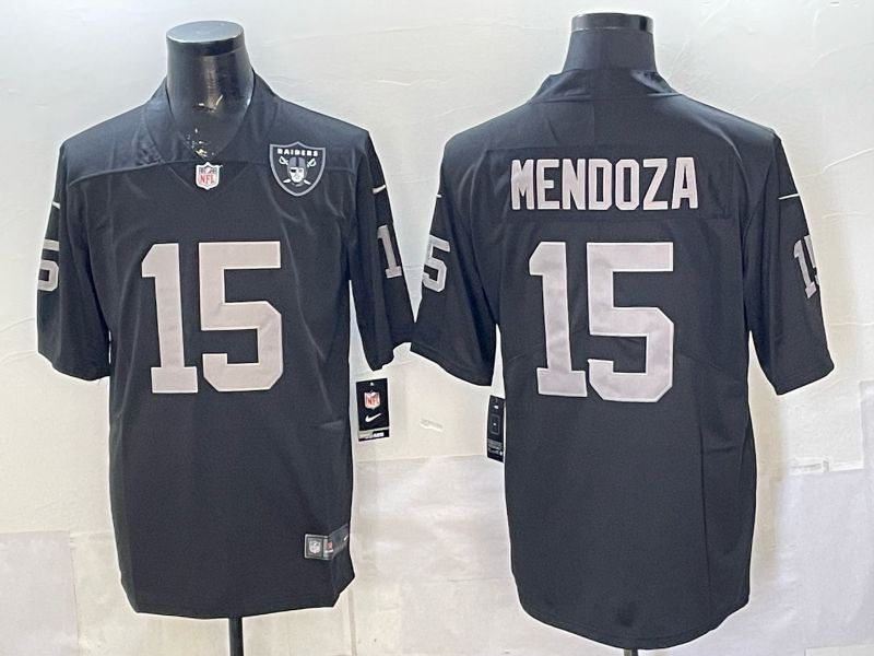 Men 2026 Oakland Raiders #15 Mendoza Black Nike Limited NFL Jersey 02
